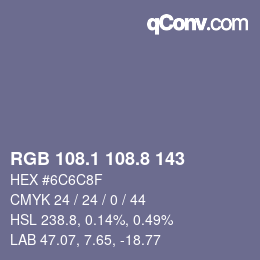 カラーコード: RGB 108.1 108.8 143 | qconv.com