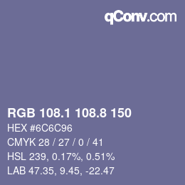 Color code: RGB 108.1 108.8 150 | qconv.com
