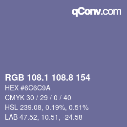 Farbcode: RGB 108.1 108.8 154 | qconv.com