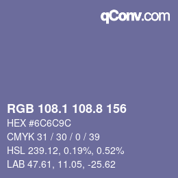 カラーコード: RGB 108.1 108.8 156 | qconv.com