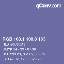 Farbcode: RGB 108.1 108.8 163 | qconv.com