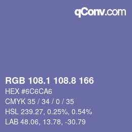 カラーコード: RGB 108.1 108.8 166 | qconv.com