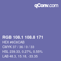 Farbcode: RGB 108.1 108.8 171 | qconv.com