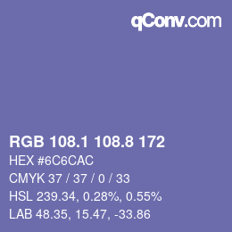 Color code: RGB 108.1 108.8 172 | qconv.com