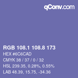 Código de color: RGB 108.1 108.8 173 | qconv.com