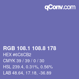 カラーコード: RGB 108.1 108.8 178 | qconv.com