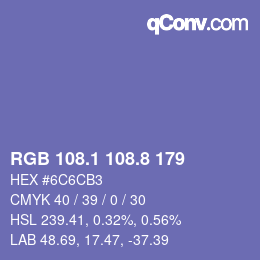 カラーコード: RGB 108.1 108.8 179 | qconv.com