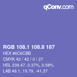 カラーコード: RGB 108.1 108.8 187 | qconv.com