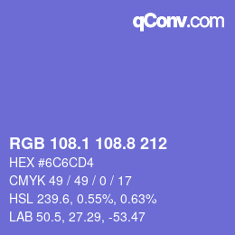 カラーコード: RGB 108.1 108.8 212 | qconv.com