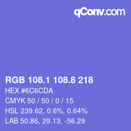 カラーコード: RGB 108.1 108.8 218 | qconv.com