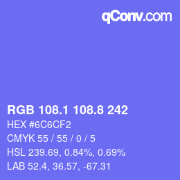 カラーコード: RGB 108.1 108.8 242 | qconv.com