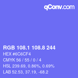 カラーコード: RGB 108.1 108.8 244 | qconv.com