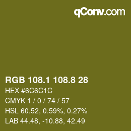 Color code: RGB 108.1 108.8 28 | qconv.com