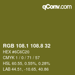 Color code: RGB 108.1 108.8 32 | qconv.com