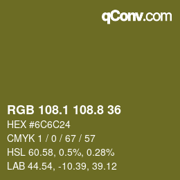 Color code: RGB 108.1 108.8 36 | qconv.com