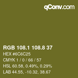 Color code: RGB 108.1 108.8 37 | qconv.com