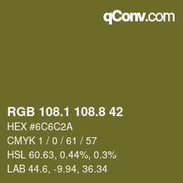 Color code: RGB 108.1 108.8 42 | qconv.com