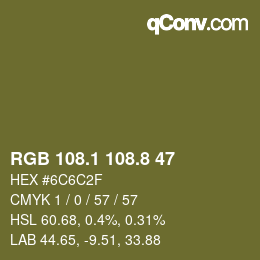 Color code: RGB 108.1 108.8 47 | qconv.com