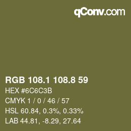 Color code: RGB 108.1 108.8 59 | qconv.com