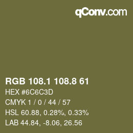 Color code: RGB 108.1 108.8 61 | qconv.com