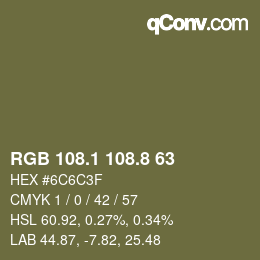 Color code: RGB 108.1 108.8 63 | qconv.com