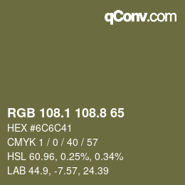 Color code: RGB 108.1 108.8 65 | qconv.com