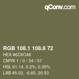 カラーコード: RGB 108.1 108.8 72 | qconv.com