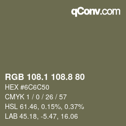 Color code: RGB 108.1 108.8 80 | qconv.com