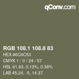 Color code: RGB 108.1 108.8 83 | qconv.com