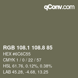 Color code: RGB 108.1 108.8 85 | qconv.com