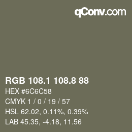 Color code: RGB 108.1 108.8 88 | qconv.com