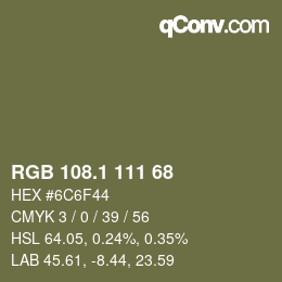 カラーコード: RGB 108.1 111 68 | qconv.com