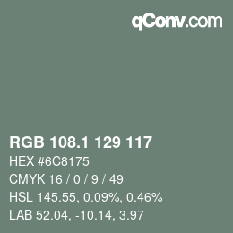 Color code: RGB 108.1 129 117 | qconv.com