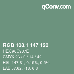 Color code: RGB 108.1 147 126 | qconv.com