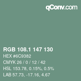 Color code: RGB 108.1 147 130 | qconv.com