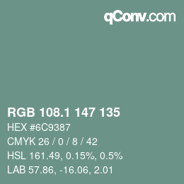 Color code: RGB 108.1 147 135 | qconv.com