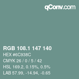 Color code: RGB 108.1 147 140 | qconv.com