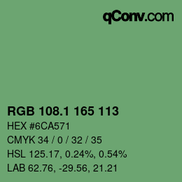 カラーコード: RGB 108.1 165 113 | qconv.com