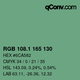 Farbcode: RGB 108.1 165 130 | qconv.com