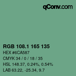 Color code: RGB 108.1 165 135 | qconv.com