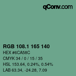 Color code: RGB 108.1 165 140 | qconv.com