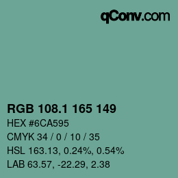 カラーコード: RGB 108.1 165 149 | qconv.com