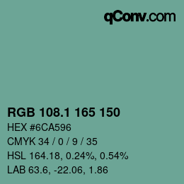 Color code: RGB 108.1 165 150 | qconv.com