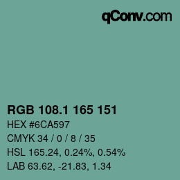 カラーコード: RGB 108.1 165 151 | qconv.com