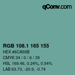 Color code: RGB 108.1 165 155 | qconv.com