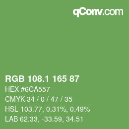 颜色代码: RGB 108.1 165 87 | qconv.com