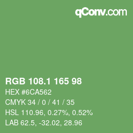 カラーコード: RGB 108.1 165 98 | qconv.com