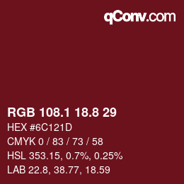 Color code: RGB 108.1 18.8 29 | qconv.com