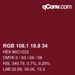 Color code: RGB 108.1 18.8 34 | qconv.com