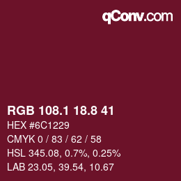 カラーコード: RGB 108.1 18.8 41 | qconv.com